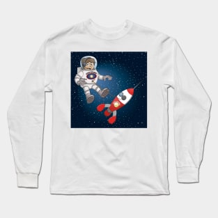Space explorer illustration “The astronaut and his spaceship” Long Sleeve T-Shirt